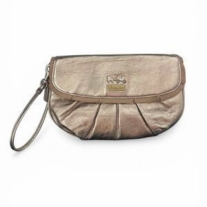 Coach Y2K Metallic Clutch Pleated Wristlet